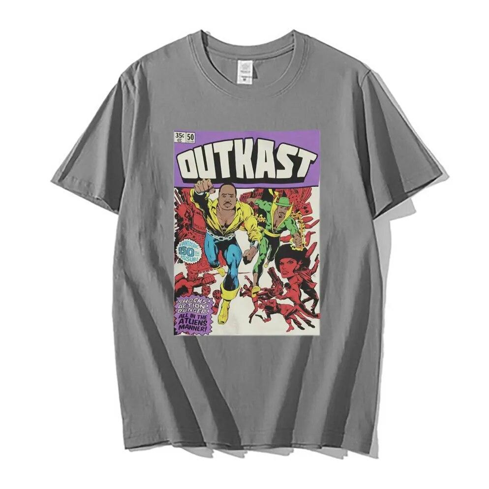Футболка с графическим принтом в стиле комиксов Outkast, женская винтажная футболка унисекс, хлопковая футболка большого размера, футболки унисекс в стиле хип-хоп