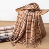 Scarf New Imitation Cashmere Retro Scarf Women's Korean Autumn and Winter Plaid Scarf Tassel Shawl Scarf