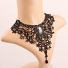 Women's Fashion Gothic Black Skull Lace Choker Necklace Beads Chain Pendant Decorate