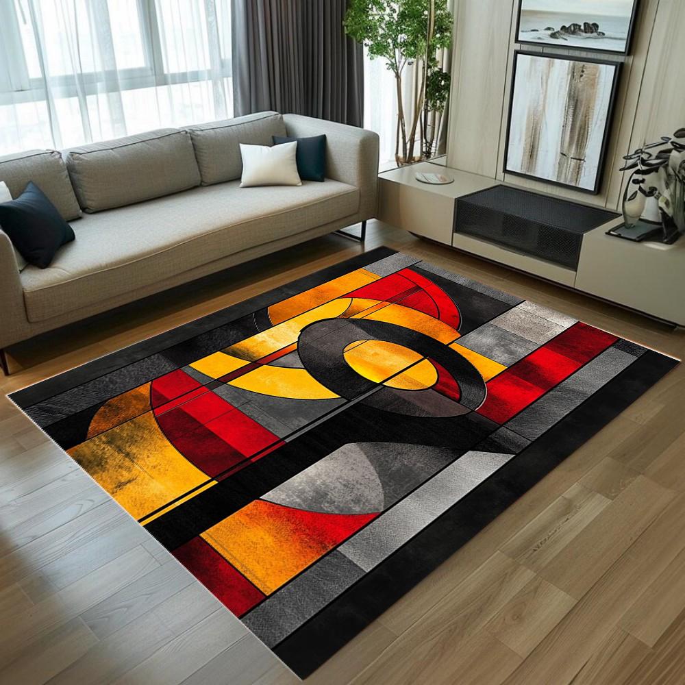 Abstract Geometric Art Area Rug Non-Slip Soft Durable Washable Floor Mat Decor Carpet for Living Room Bedroom Home Decor