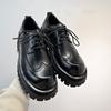 Men Fashion Genuine Leather Shoes Black Brown Carved Brogue Shoe Wedding Party Dress Breathable Platform Footwear Gentleman Mans