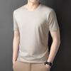 Summer Mulberry Silk Short-sleeved T-shirt for Men Loose Round Neck Solid Color Versatile Casual Business Base Shirt Top Men's Clothes