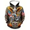 Men'S 3D White Wolf Print Hoodie, Casual Long Sleeve Pullover with Drawstring Pocket, 100% Polyester Slight Stretch Men Clothing