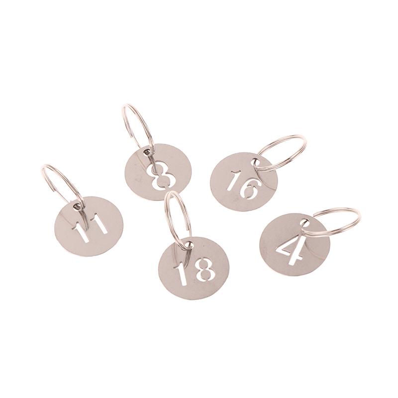 20 Pcs Stainless Steel Number Plate Key Label Tags Chain Labels Round Rings Suitcase Identifiers Hanging Keys Numbered