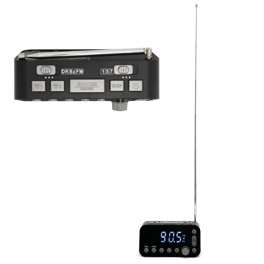 DABA1 Часы FM-радио Двойной USB с портом зарядки ЖК-дисплей Подсветка Регулируемая громкость Будильник