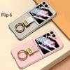 Ring Holder Phone Case for Samsung Galaxy Z Flip 6 5 4 3 Flip6 Flip5 Flip4 Flip3 5G Frosted Plastic Hard Shell Ultra Thin Shockproof Protective Cover