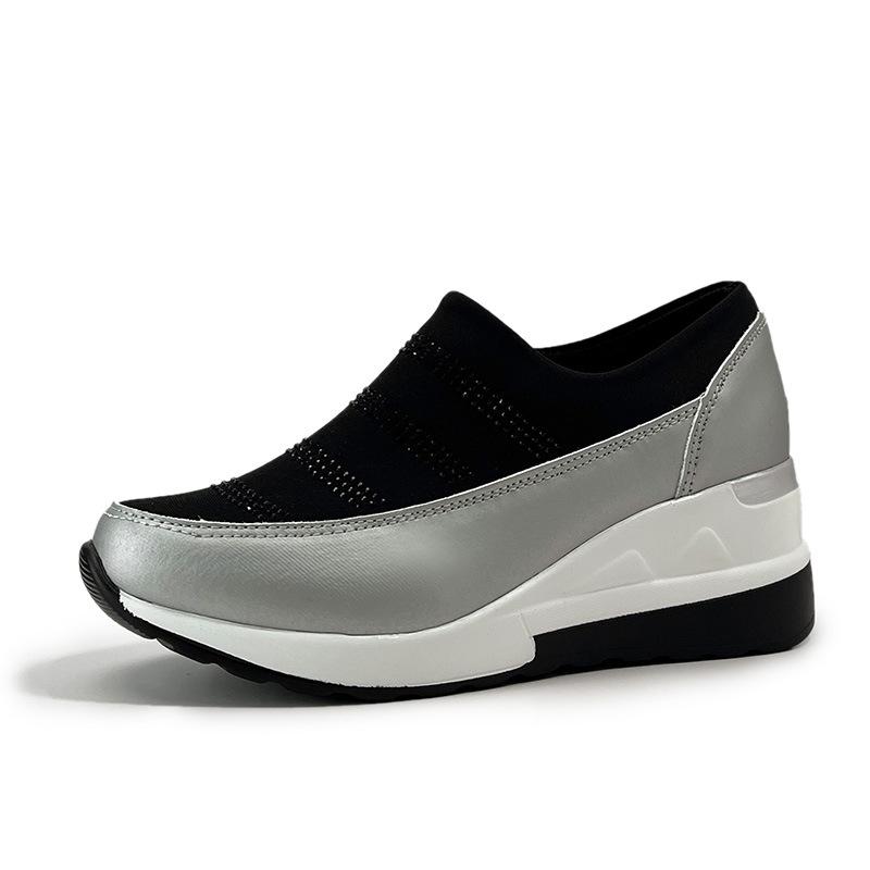 Массивные повседневные женские кроссовки с кристаллами, женские вулканизированные туфли, трендовая платформа, танкетка, модные удобные лоферы