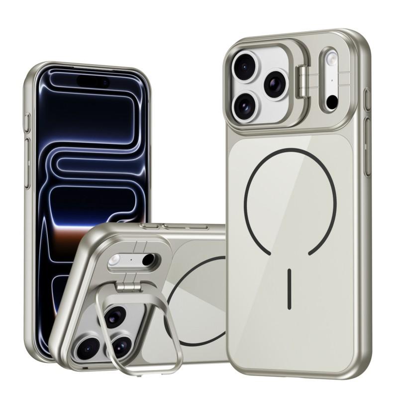 Магнитный стеклянный чехол для телефона с подставкой для серий iPhone 17 Pro Max 16 15 14 13 12 11 - устойчивый к царапинам, защита от падений