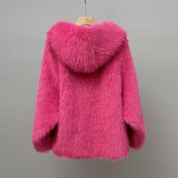 Экологичная куртка с капюшоном из искусственного меха в стиле лисы, женское премиальное пушистое теплое пальто