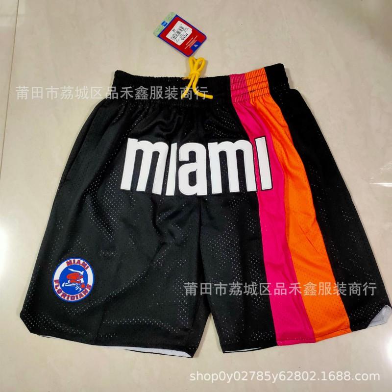Баскетбольные шорты Miami Heat Мужские Городские Белые Черные с Радужным Принтом Спортивная одежда для Тренировок Хлопковые Атлетические Брюки