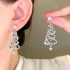 European & American Colored Diamond Christmas Tree Earrings - Elegant Winter Holiday Gift