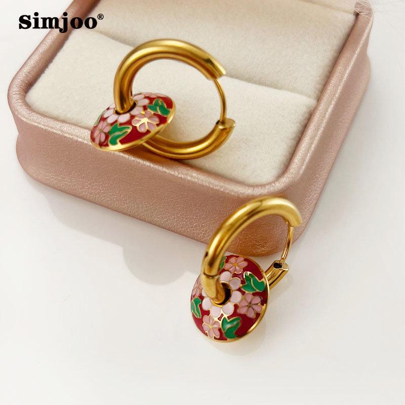SIMJOO круглые серьги с глазурью во французском стиле, роскошные нишевые серьги в стиле ретро, модные темпераментные женские серьги