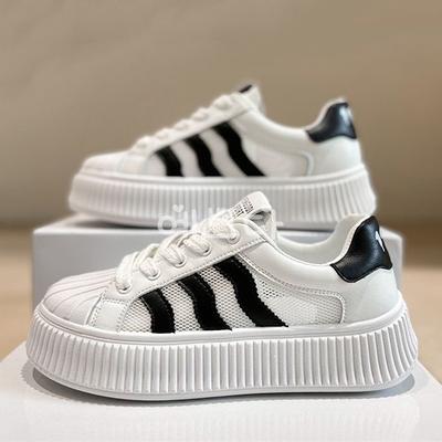 Сетчатые дышащие туфли Shell Head Little White Shoes, летние детские новые женские туфли, студенческие универсальные туфли для занятий спортом на платформе