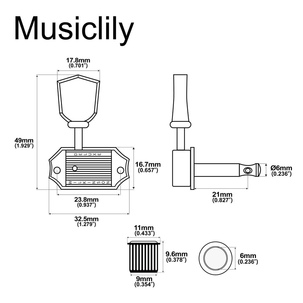 Колки для гитары Wilkinson WJ44 Deluxe в винтажном стиле Keystone для электрогитары Epiphone Les Paul SG, никель, 3L+3R, гитара/акустическая гитара,