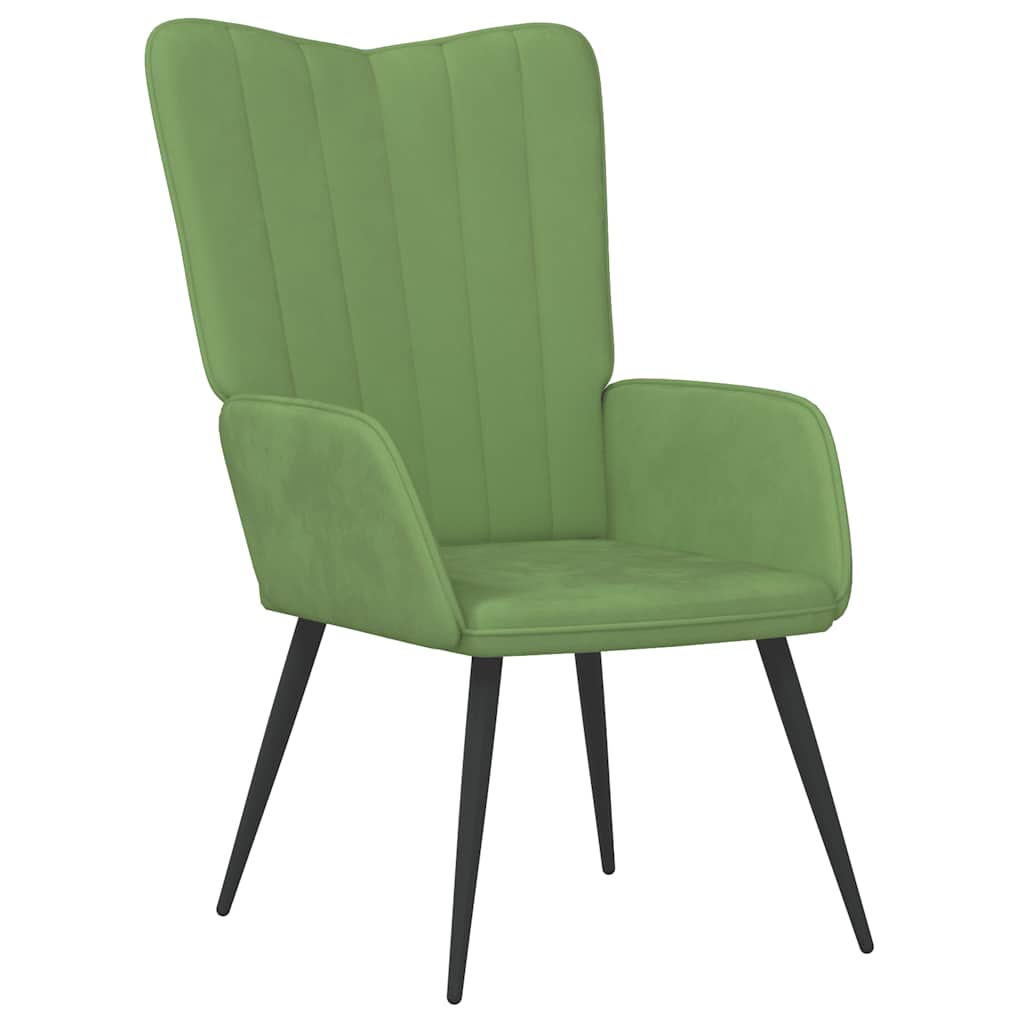 Relaxation Armchair with Footstool Light Green Velvet