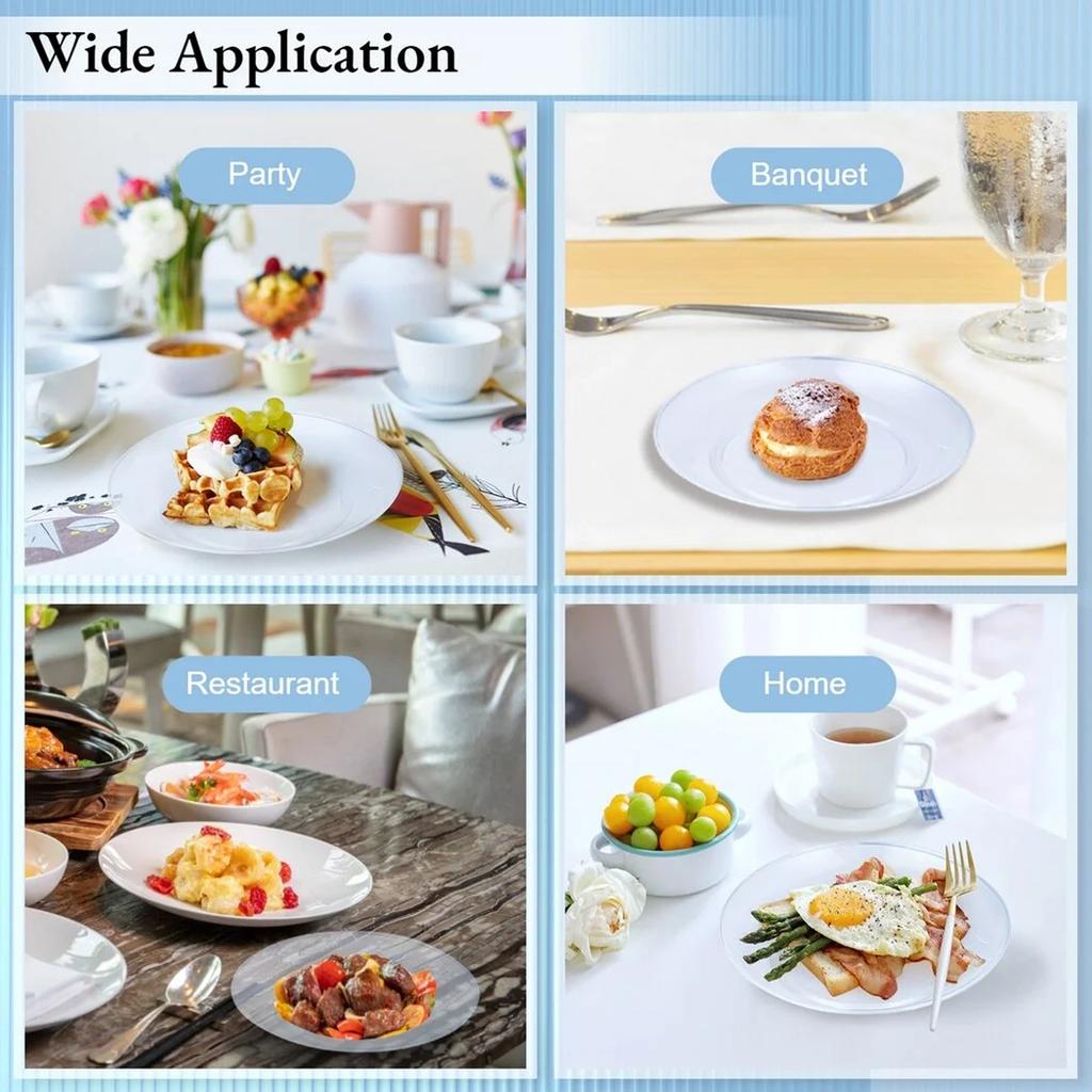 200 Pieces Disposable Clear Plastic Plates For Wedding 5 Inch Round Small Plate Trays For Party Weddings For Catering Hotel Dessert BBQ Picnic