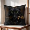Black Dog Doberman Mafia Dog Cushion Cover Eco Linen Pillow Case  DoubleSided Print Breathable  Durable Hidden Zipper Gift