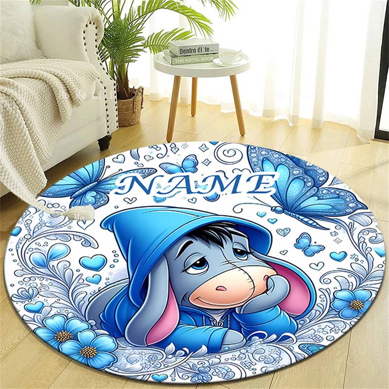 Personalized E-Eeyore Round Chair Office Rug - Perfect for Mat, Office Chair & More - Ideal Gift for Birthdays and Holidays