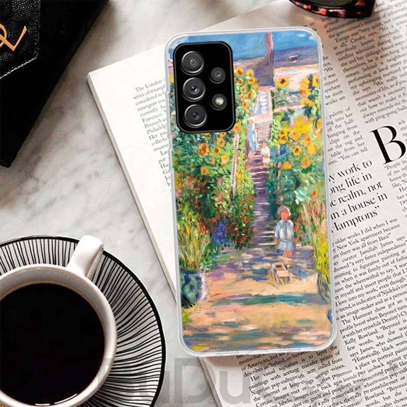 Claude Monet Garden Lotus Bridge Cover For Samsung Galaxy A51 A50 A71 A70 Phone Case A21S A31 A41 A10 A20E A30 A40 A01 A11 A6 A7