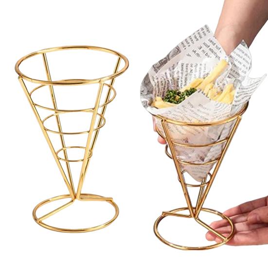 Ice Cream Cone Holders Stainless Steel French Fries Stands Food Cone Display