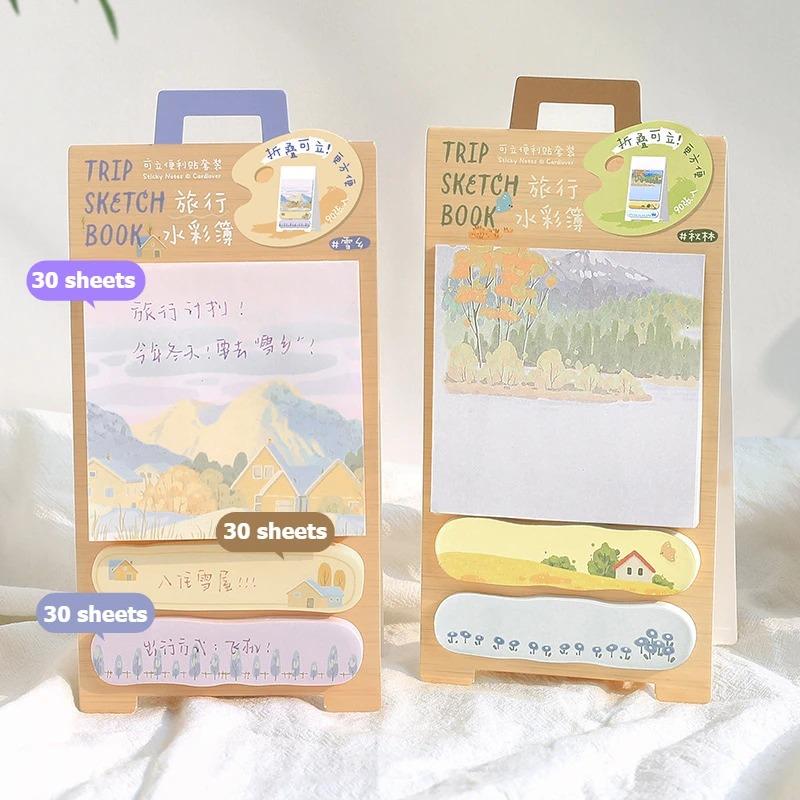 1 шт. Красивый дорожный блокнот для заметок с естественными пейзажами, многофункциональный планер, скрапбук, журнал, бирка для заметок, наклейка, декоративная этикетка, липкий блокнот