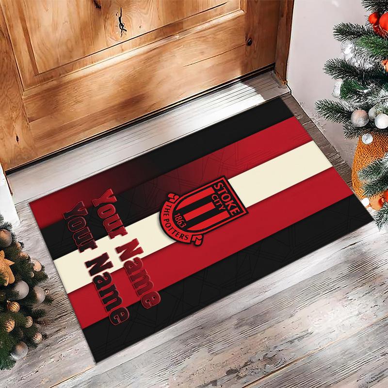 Stoke City FC Printed Crystal Velvet Rug Non‑Slip Crystal Velvet Carpet For Sofa Bedroom Indoor Home Decoration