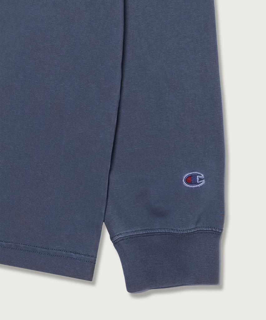 CHAMPION Arch Logo Loose Fit Garment-Dyed Long Sleeve T-Shirt Blue
