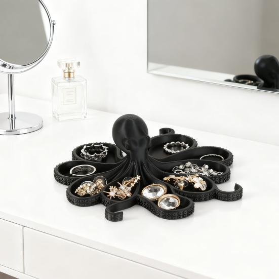 Octopus Jewelry Storage Tray with 8 Compartments Multi-purpose Necklaces Rings Earrings Trinket Organizer Holder Serving Tray Decoration