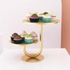 Cake Stand 2-Tier Rustproof Corrosion Resistant Simple Installation Cupcake Dessert Display Stand with Round Serving Tray