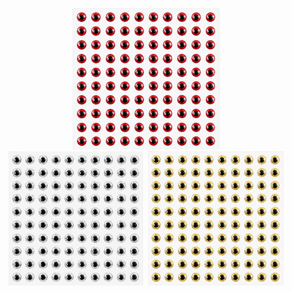 300PCS Self-Adhesive Fish Eyes Stickers 3D Holographic Artificial Fishing Eyes Lure Making