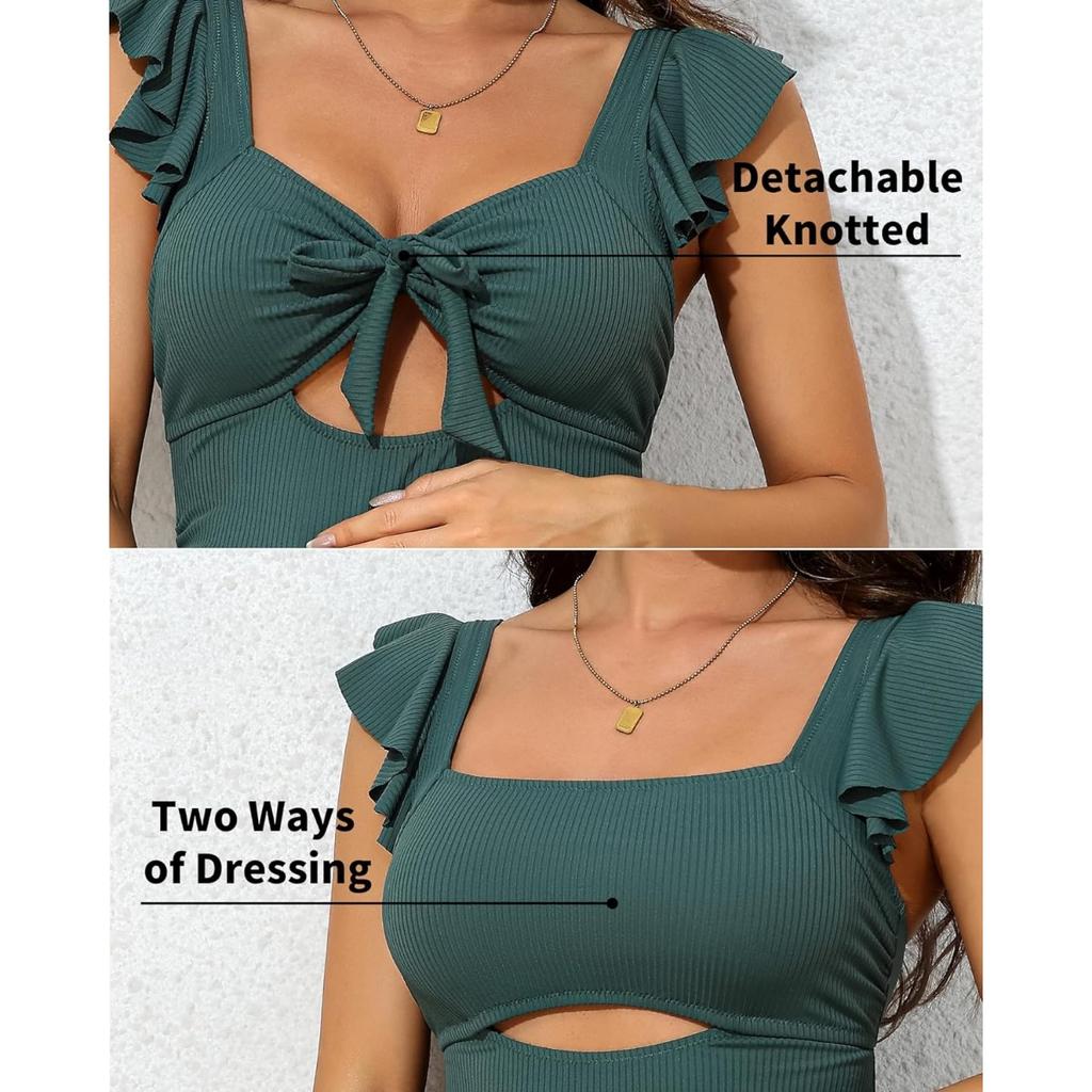 CHARMLEAKS Купальные костюмы для беременных с рюшами для женщин, купальный костюм для беременных в рубчик с завязками и вырезами, рюшами, купальник для беременных