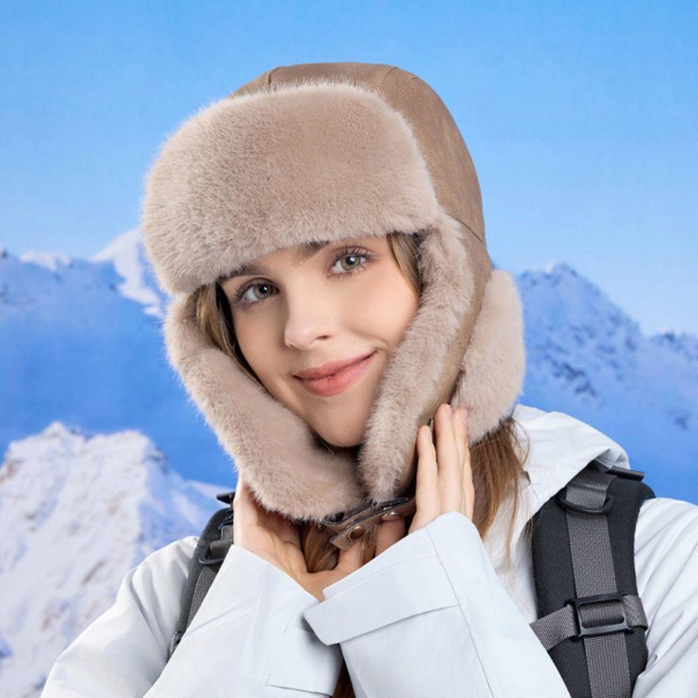 Холодостойкая плюшевая шапка для защиты ушей, ветрозащитная лыжная шапка, модная велосипедная теплая шапка для женщин и мужчин