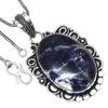 Pendant Blue Sodalite Gemstone Valentine'Day Gift Silver Jewelry 2"