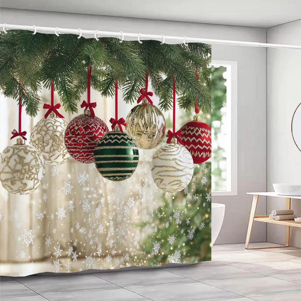 GAEChristmas Шторки для душа с крючками Рождественская елка и колокольчики Шторка для душа Полиэстер Ванная комната Занавеска домашний Декор Занавеска