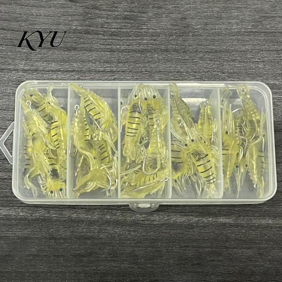 River Fishing Baits 5/10/20/40Pcs 4CM/1.3G Bionic Shrimp Soft Lure, Glow-in-the-dark Saltwater Lure Bait with Hook, Freshwater Swimbait Accessories