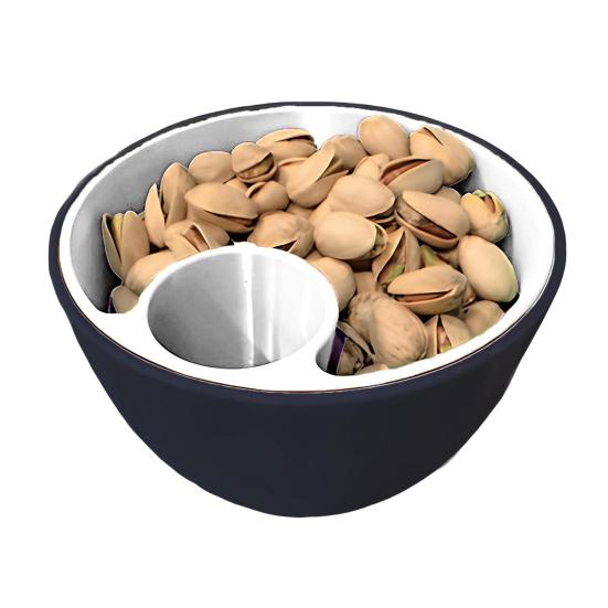 3D Printed Nut Seeds Bowl Snack Storage Container Double Dish with Shell Compartment Pistachios Cherries Fruits Candy Serving Bowl