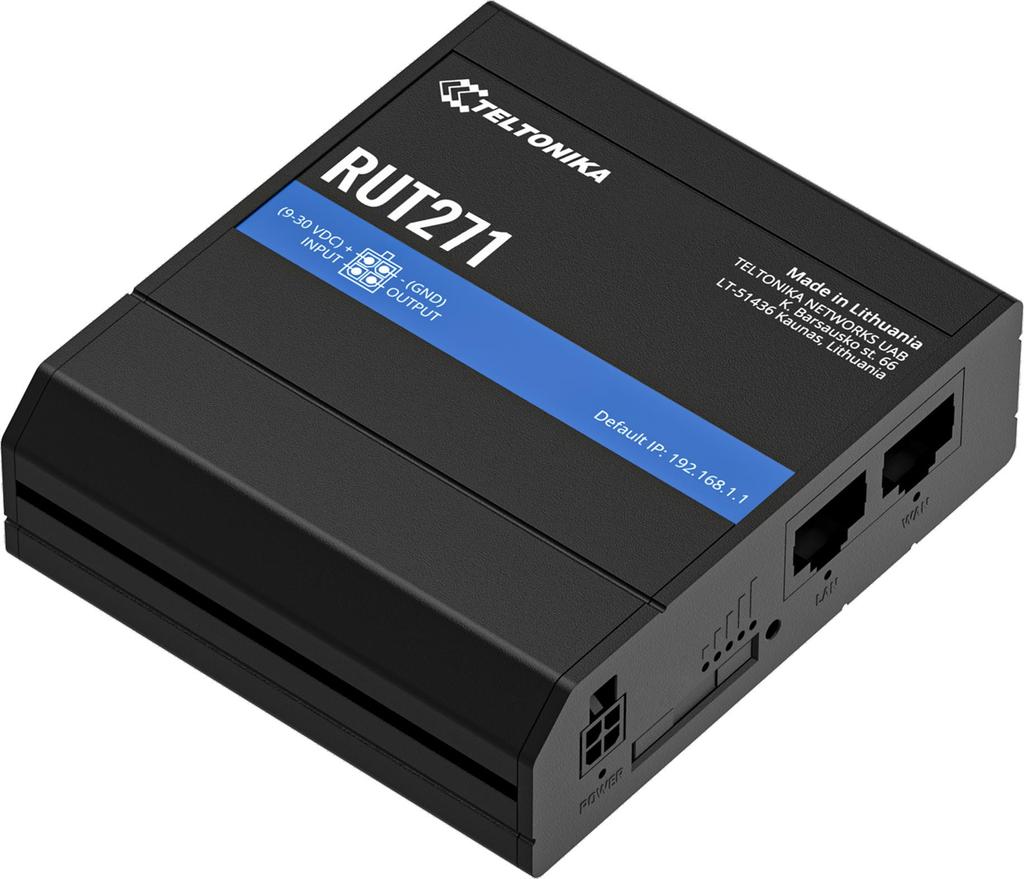 Teltonika RUT271 Industrial 5G RedCap Router, Wi-Fi 4, Dual SIM, PoE