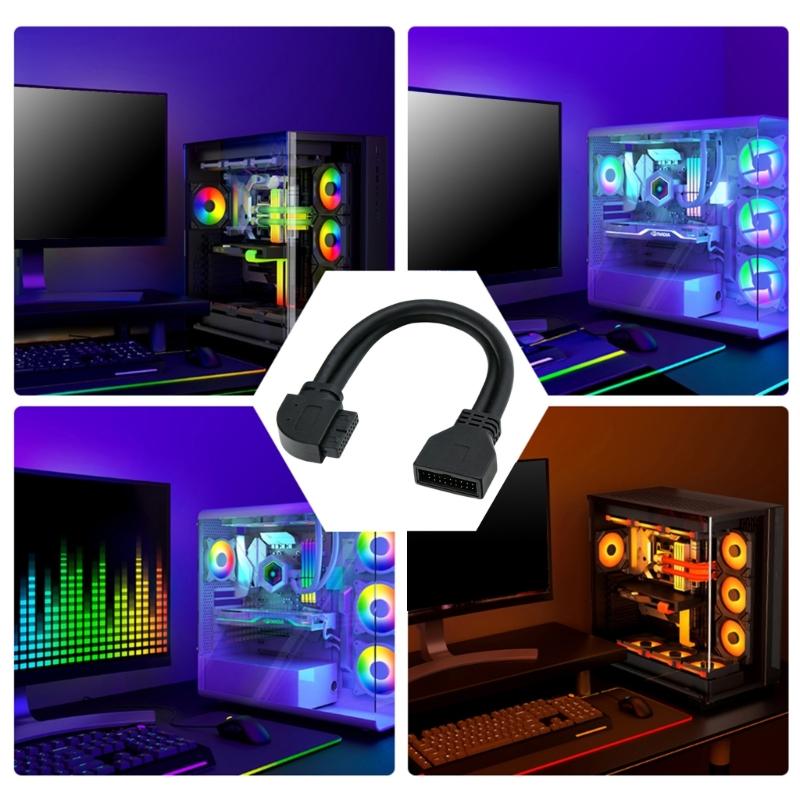 19-контактный 20-контактный USB3.0 угловой переходной кабель Высокоскоростная передача данных Гибкое ПВХ экранирование Для компьютерных материнских плат