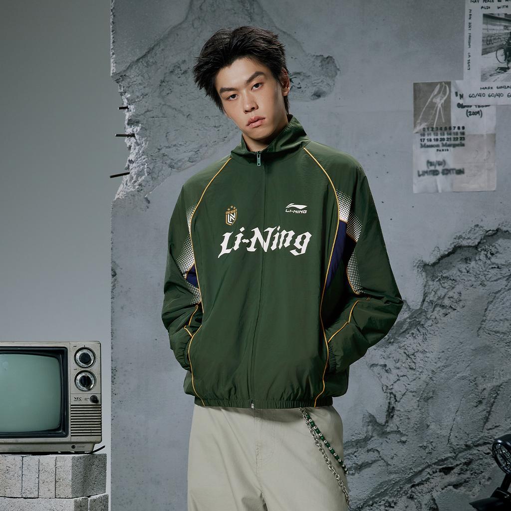 Li Ning Серия Спортивный Стиль Жизни Повседневный Цветной Блок Буквы Стойка Воротник Молния Удобный Универсальный Ветровка Унисекс Верхняя Одежда AFDVE97-3