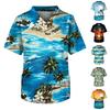 Men's Short Sleeve V-Neck Summer Print Chest Pocket Care Worker Top