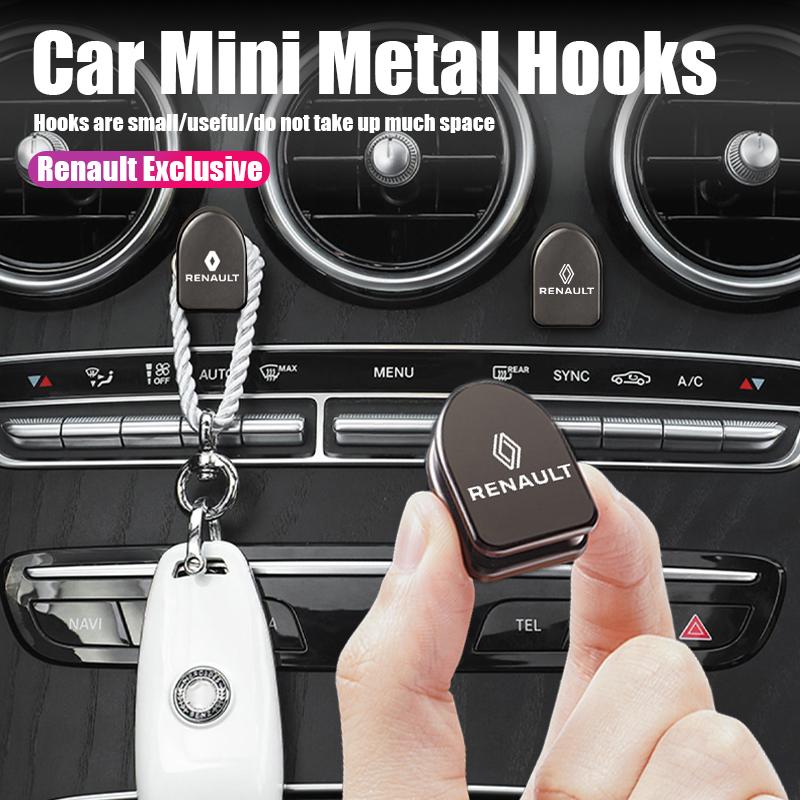 Car Hooks Mini Storage Hook Metal Laser Logo Hook For Renault Clio Sandero Captur Megane R5 4 E-tech Scenic Austral Rafale QM6 S111