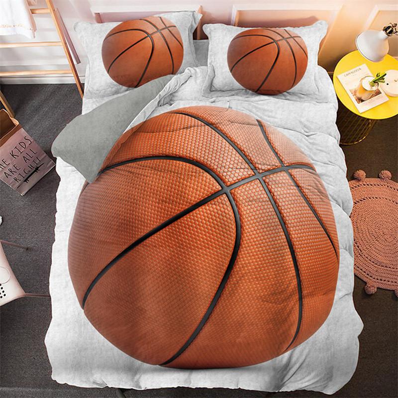 Sports Balls Duvet Cover 3D Basketball In A Hole Bedding Collection Twin For Boys Teens Room Microfiber Cool Basketball Comforter Cover