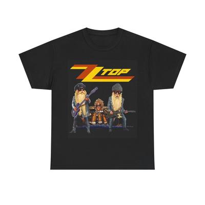 Футболка ZZ Top Ретро мультяшный техасский графический винтажный рок Унисекс Тяжелый хлопок