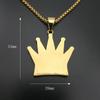 King Crown Pendant Necklace Men's Fashion Titanium Steel Necklace Gold Plated Rhinestones Hip Hop Jewelry Gift