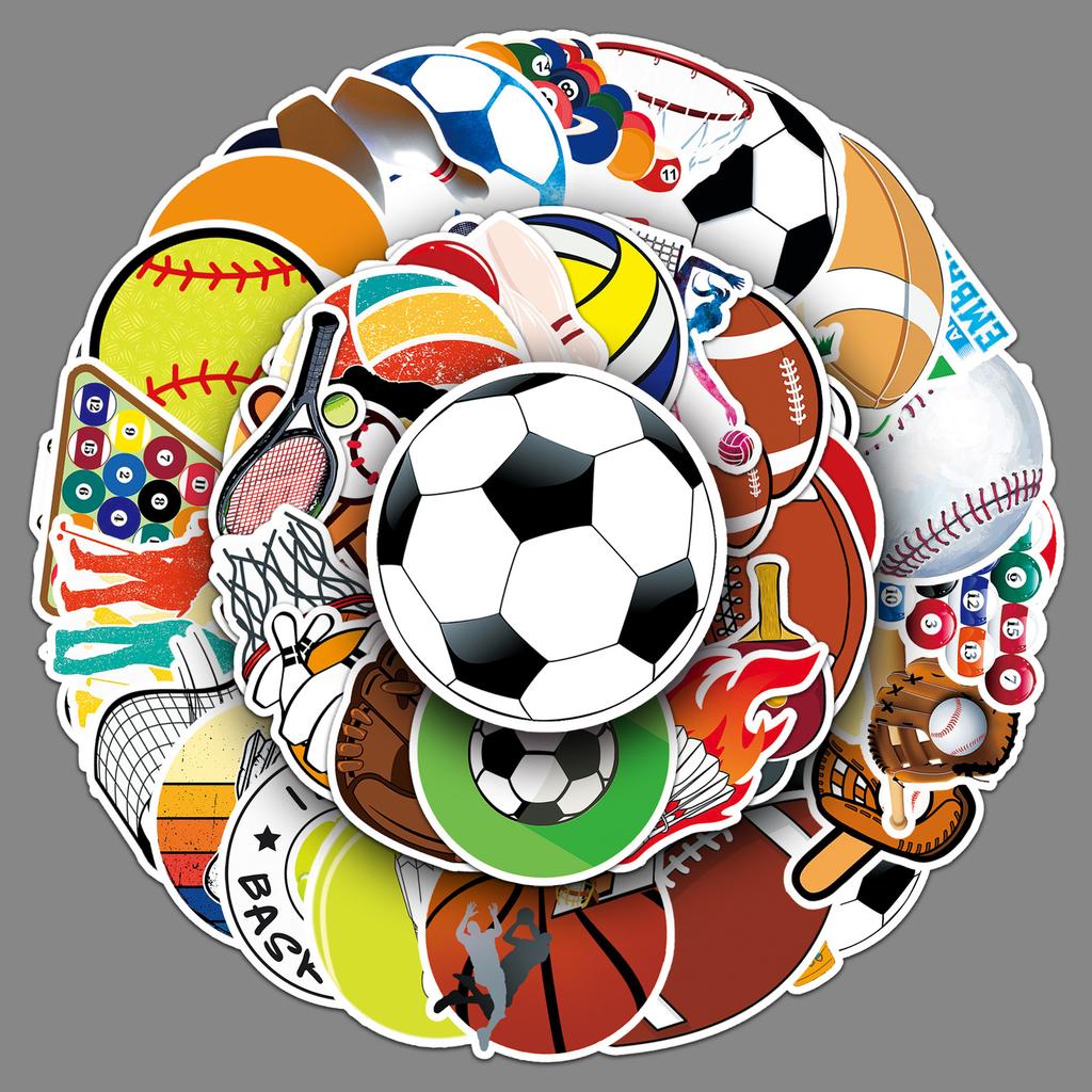 50 Pictures of Mixed Ball Graffiti Sports Football Volleyball Decorative Suitcase Mobile Phone Case Waterproof Stickers