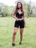 Женский летний комплект из двух предметов Melody, черные джинсовые шорты, джеггинсы с подъемом, шорты с полосками на молнии, майки, укороченный топ