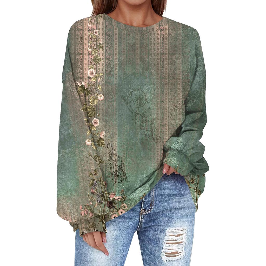 Oversized Sweatshirt For Women Crewneck Printing Long Sleeve Shirts Sweatshirt