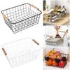 Metal Iron Wired Basket Rectangle Sundries Container Desktop Storage Basket For Bathroom Kitchen