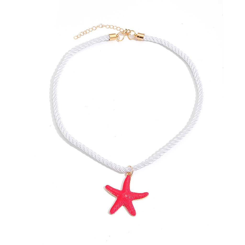 Ocean beach vacation style starfish necklace colorful pendant accessories exaggerated niche high-end collarbone chain