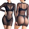 Women Bodycon Dress Casual Erotic Long Sleeve Nightwear Dressses